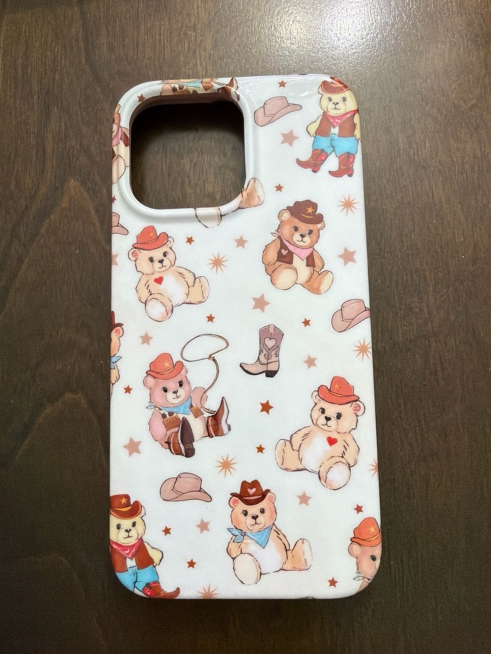 Velvet Cowboy Bear Pattern Phone Case - White Background IPHONE 14 PRO MAX